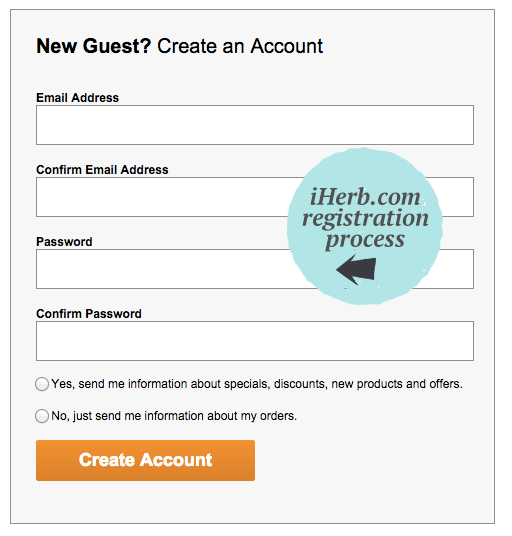 Registering on iHerb is super easy and takes a second! 