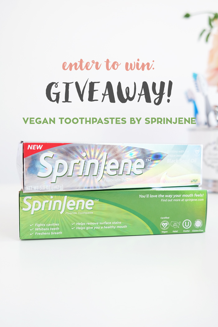 Enter to win 2 vegan fluoride toothpaste by SprinJene!