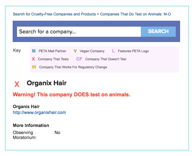 OGX No Longer Certified Cruelty-Free by PETA