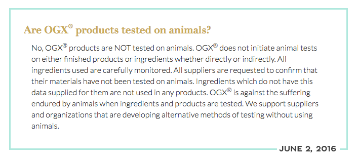 OGX Animal Testing Policy