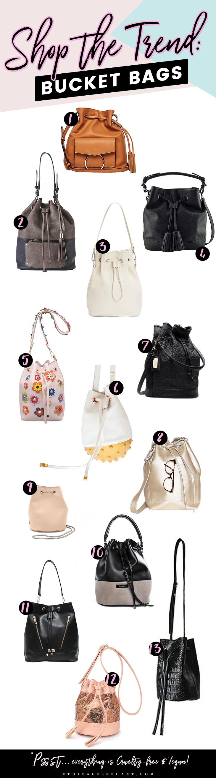 Shop the Trend in cruelty-free & vegan fashion. This week, we talk about vegan bucket bags to staying on trend! 