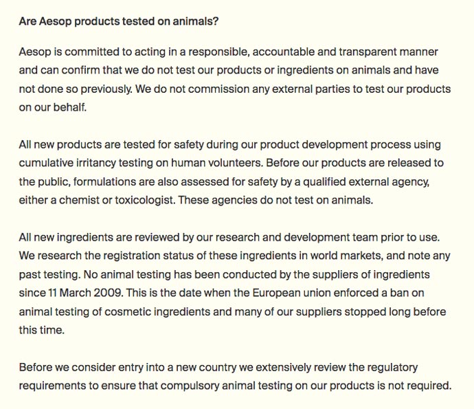 Does Aesop Test on Animals?