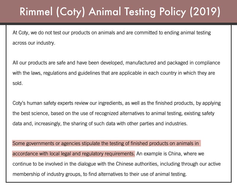 Rimmel Animal Testing Policy in 2019