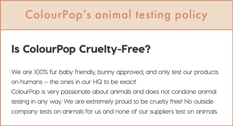 ColourPop's cruelty-free claims