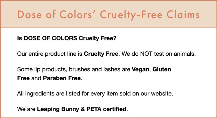Dose of Colors' Cruelty-Free Claims
