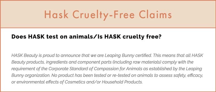 HASK Cruelty-Free Claims