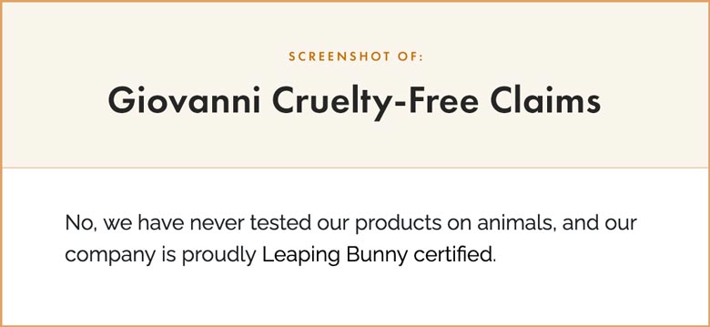 Giovanni Cruelty-Free Claims