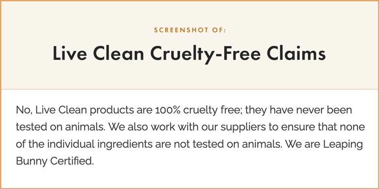 Live Clean Cruelty-Free Claims