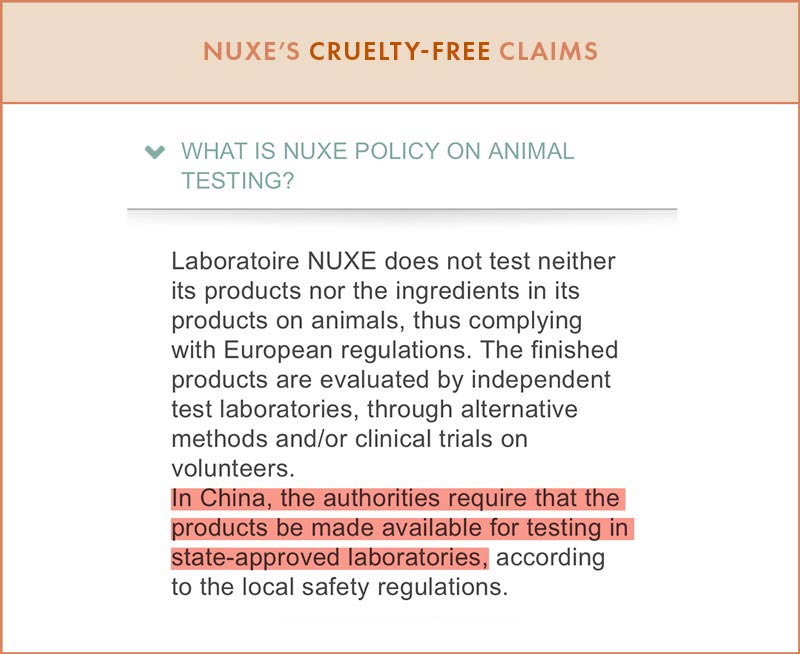 NUXE Cruelty-Free Claims