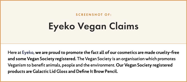 Eyeko Vegan Claims