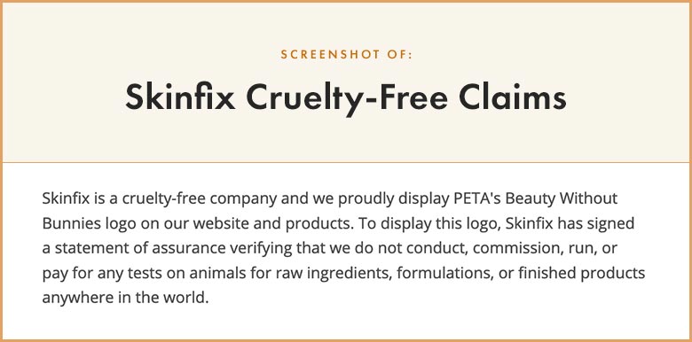 Skinfix Cruelty-Free Claims