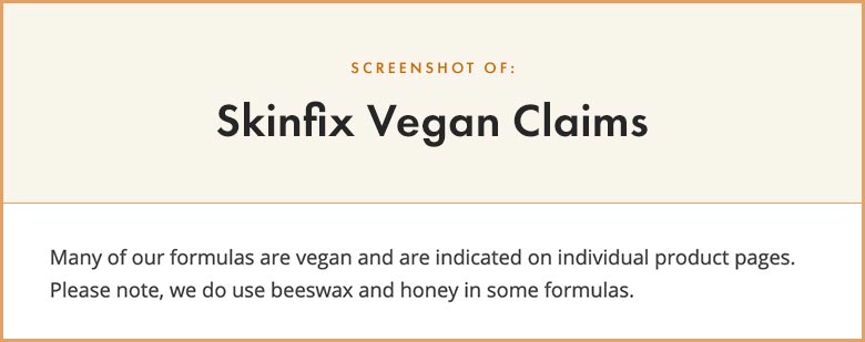 Skinfix Vegan Claims