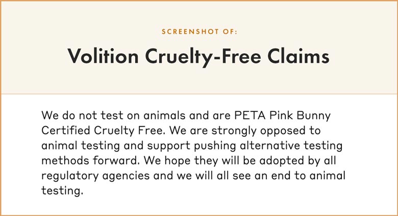 Volition Cruelty-Free Claims