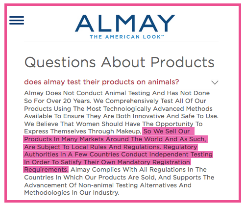 Almay Animal Testing Policy