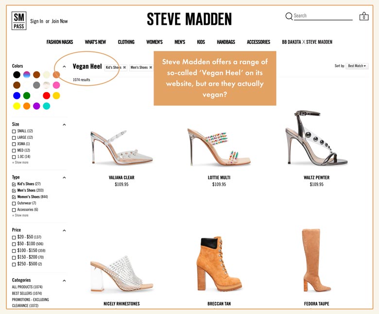 Steve Madden offer a range of so-called 'vegan heel' on its website, but are they actually vegan?