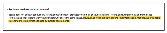 Boscia Animal Testing Policy 2017