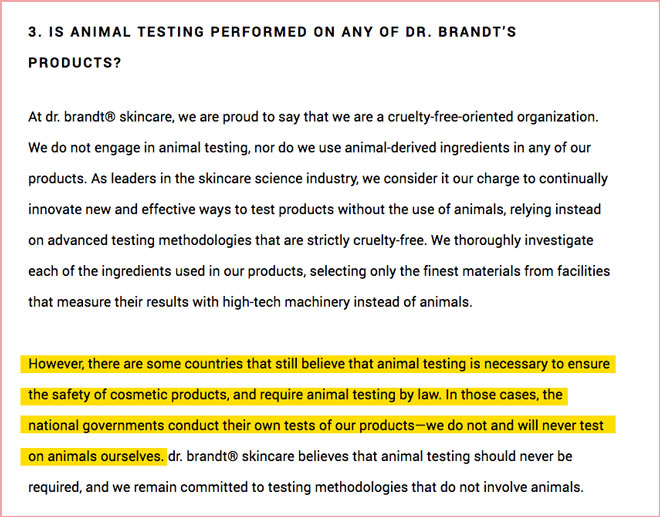Dr Brandt Cruelty-Free Claims