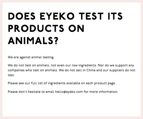 Eyeko Cruelty-Free Claims