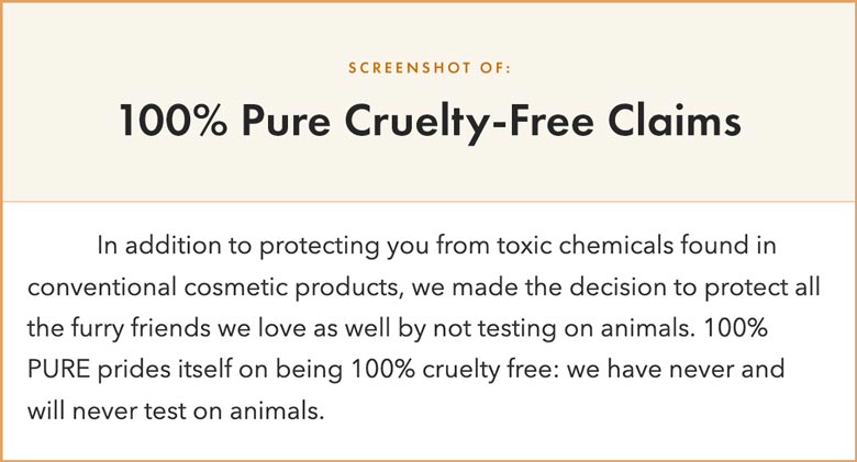 100% Pure Cruelty-Free Claims
