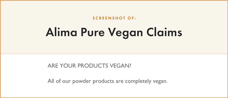 Alima Pure Vegan Claims