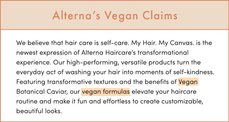 Alterna Vegan Claims