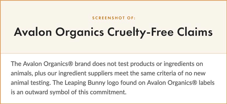 Avalon Organics Cruelty-Free Claims