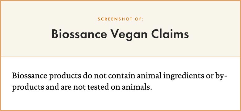 Biossance Vegan Claims