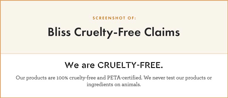 Bliss Cruelty-Free Claims