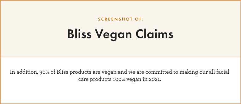 Bliss Vegan Claims