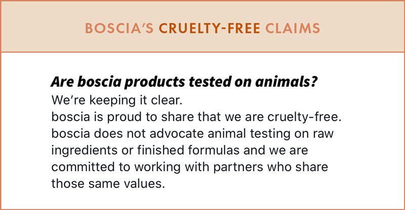 boscia Cruelty-Free claims