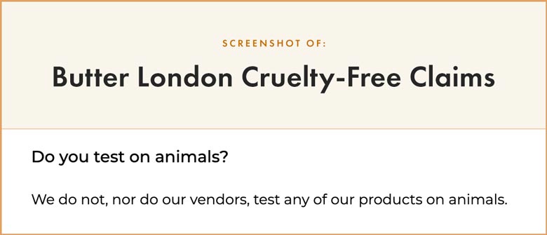 Butter London Cruelty-Free Claims