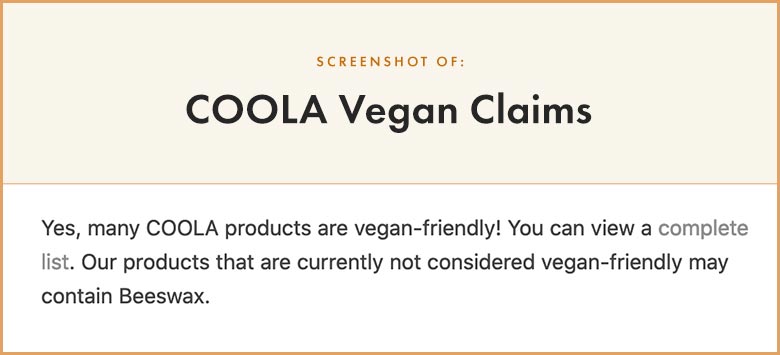 COOLA Vegan Claims