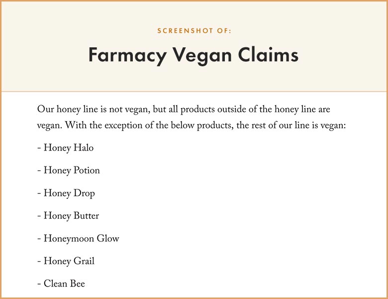 Farmacy Vegan Claims