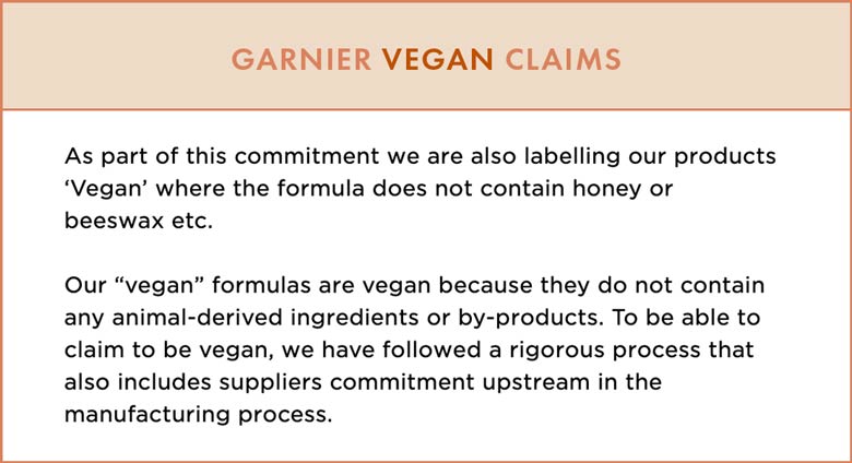 Garnier Vegan Claims