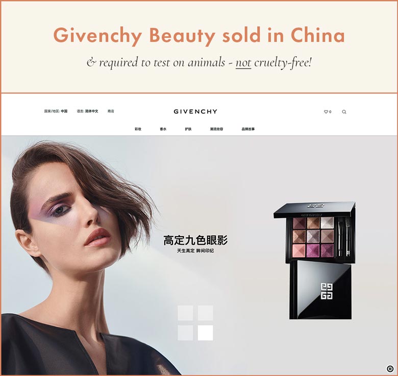 Givenchy Sold in China; Required To Test on Animals therefore they are NOT cruelty-free!