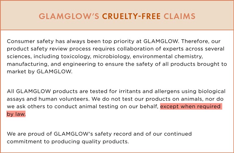 GLAMGLOW Cruelty-Free Claims