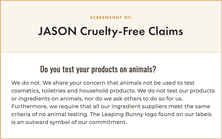 JASON Cruelty-Free Claims