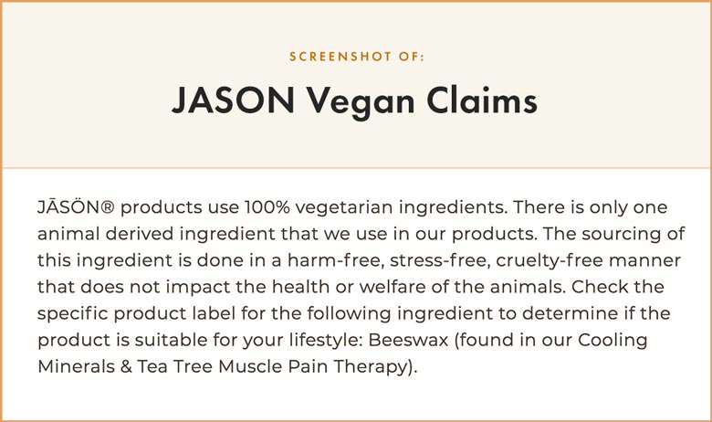 JASON Vegan Claims