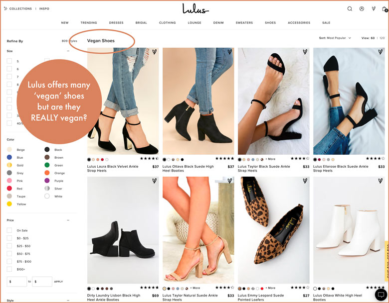 Lulus offers many 'vegan shoes' but are they really vegan?