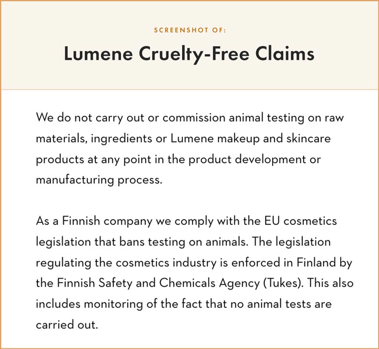 Lumene Cruelty-Free Claims