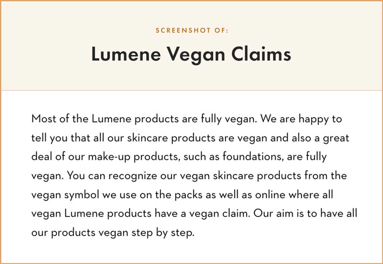 Lumene Vegan Claims