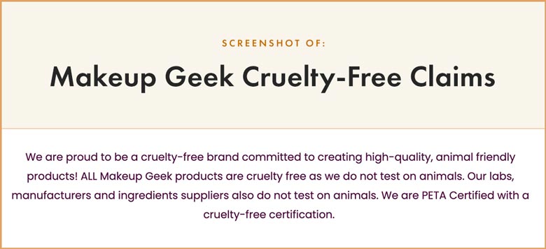 Makeup Geek Cruelty-Free Claims