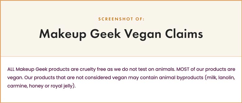 Makeup Geek Vegan Claims