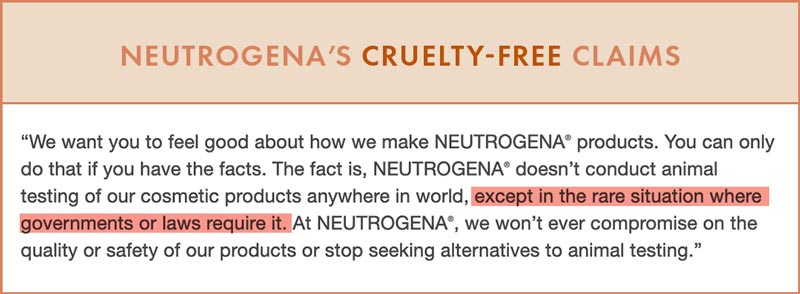 Neutrogena Cruelty-Free Claims