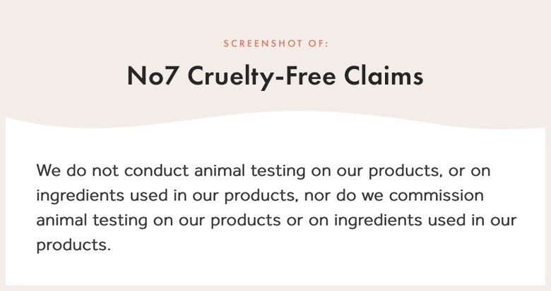 No7 Cruelty-Free Claims