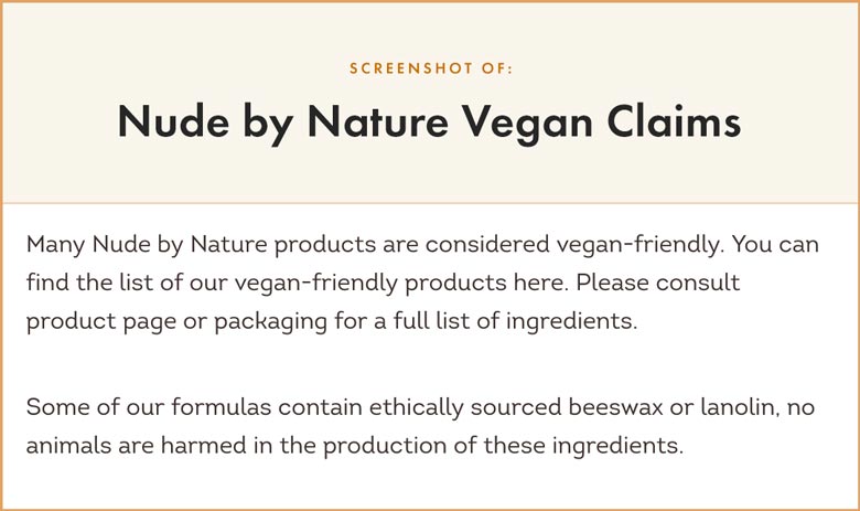 Nude by Nature Vegan Claims