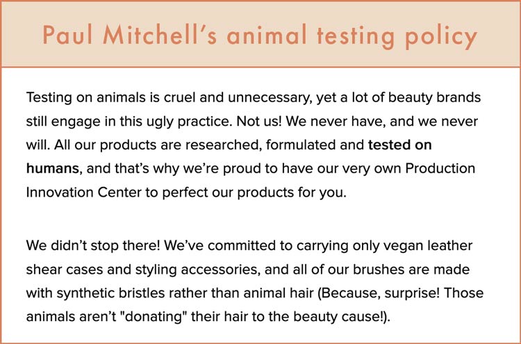 Paul Mitchell's animal testing policy