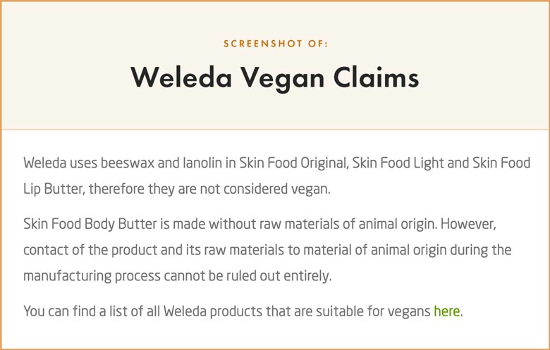 Weleda Vegan Claims