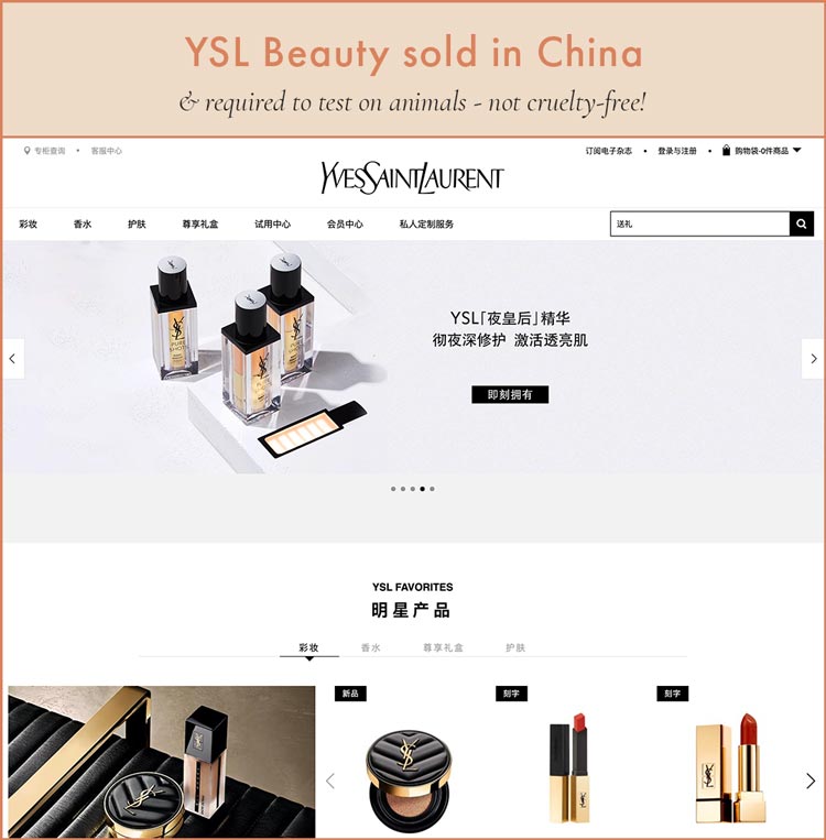 YSL Beauty Sold in China - Not Cruelty-Free!