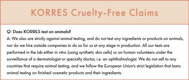 Korres Cruelty-Free Claims